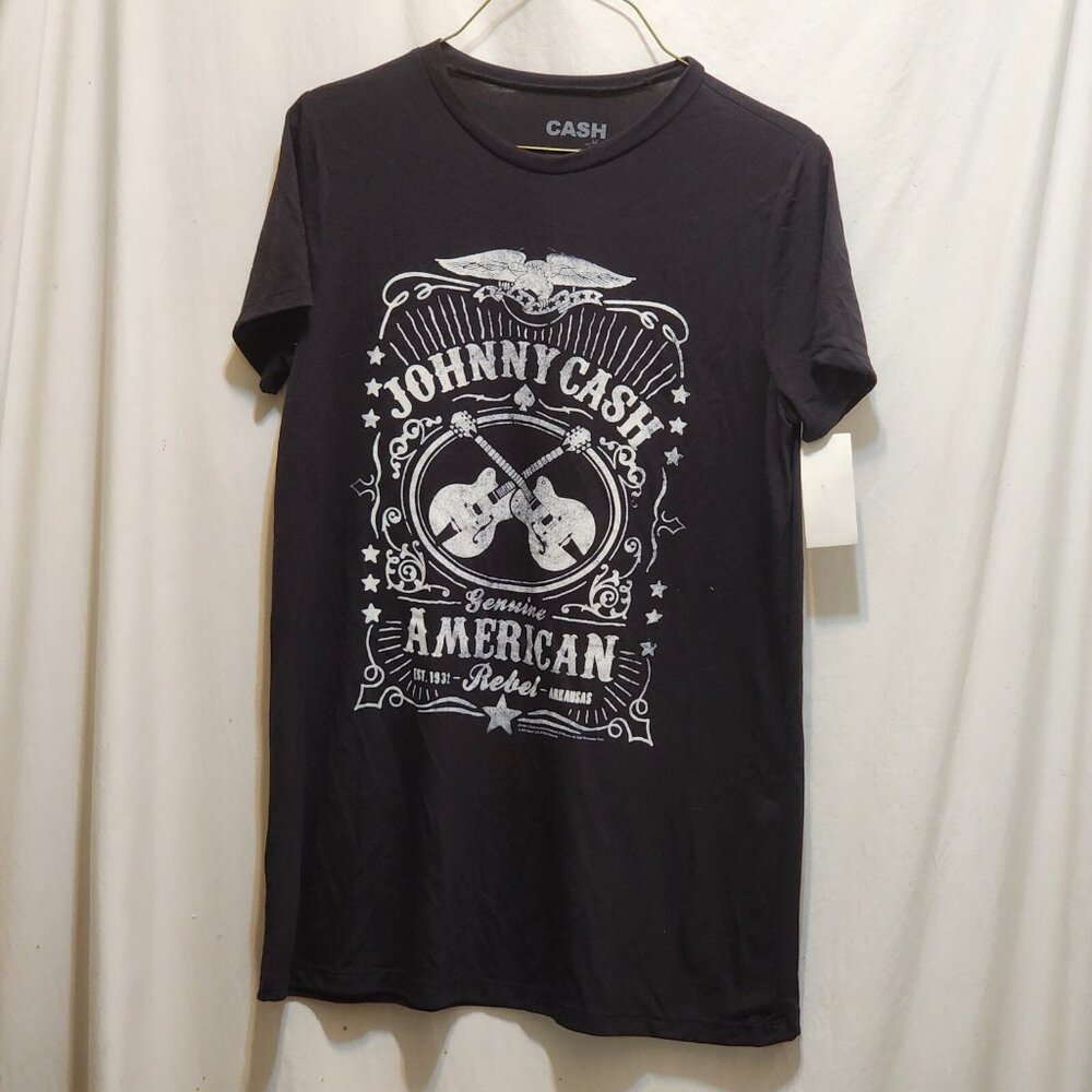 Johnny Cash American Rebel Black & White Ladies T-Shirt L Large New